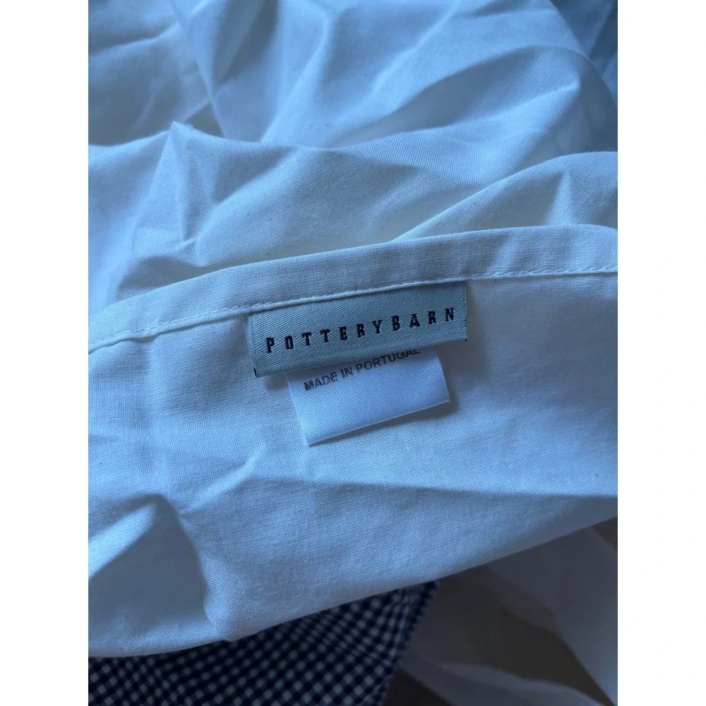 Pottery Barn King Duvet Cotton Blue White Buffalo Check Coastal Classic Preppy